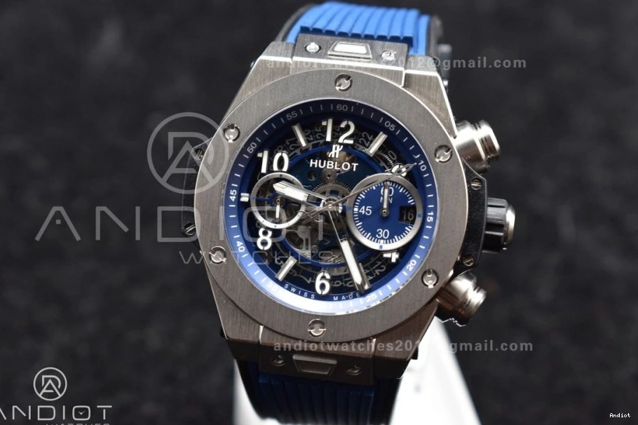 ZF Titanium Strap on Unico A1280 Edition Blue 1:1 Bang Dial Rubber Hublot Blue Skeleton Big Best 1119